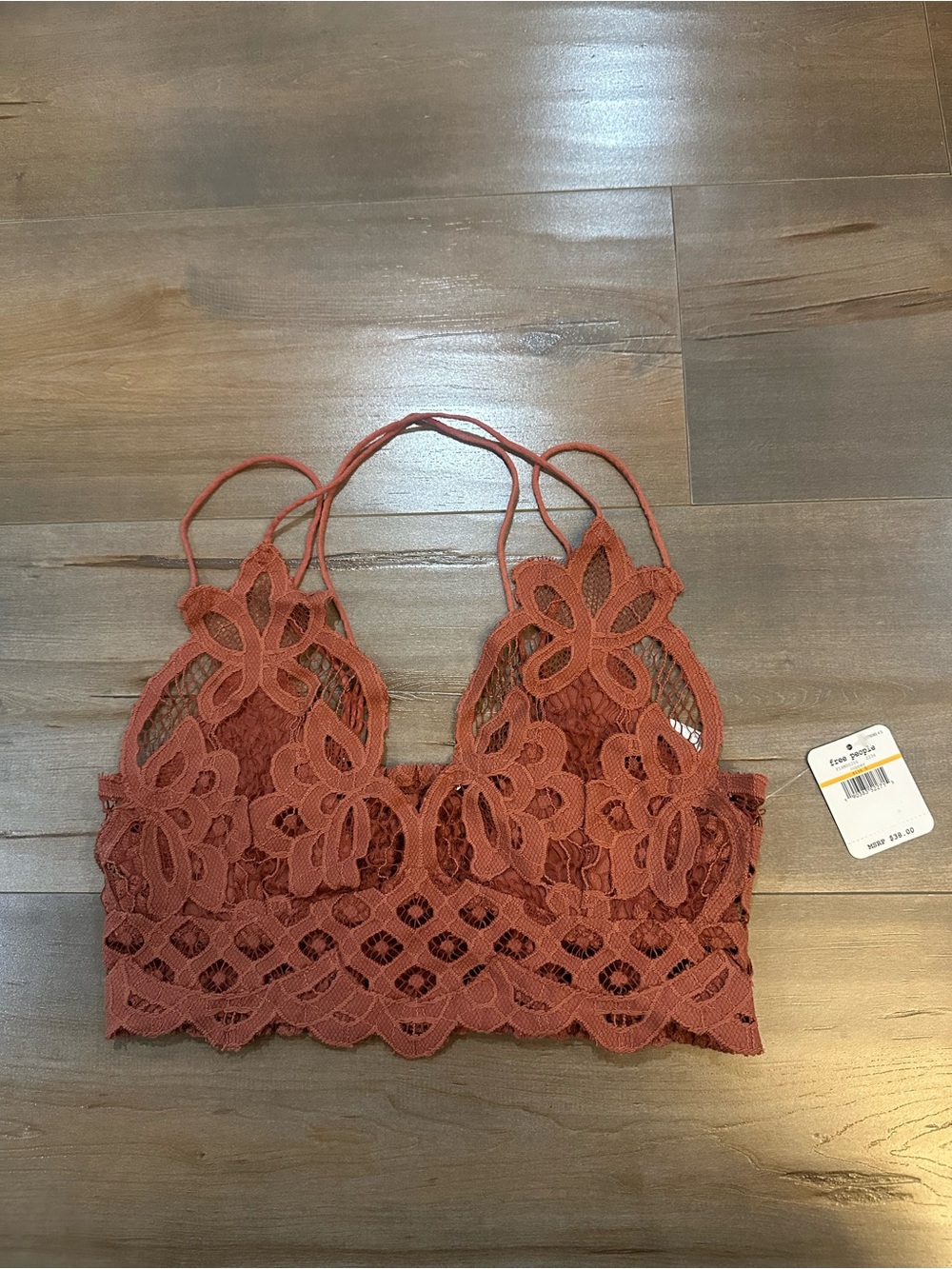 Free People Floral Lace Bralette in Rusty Terracotta